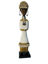 Load image into Gallery viewer, White and Gold Beaded Namji Doll
